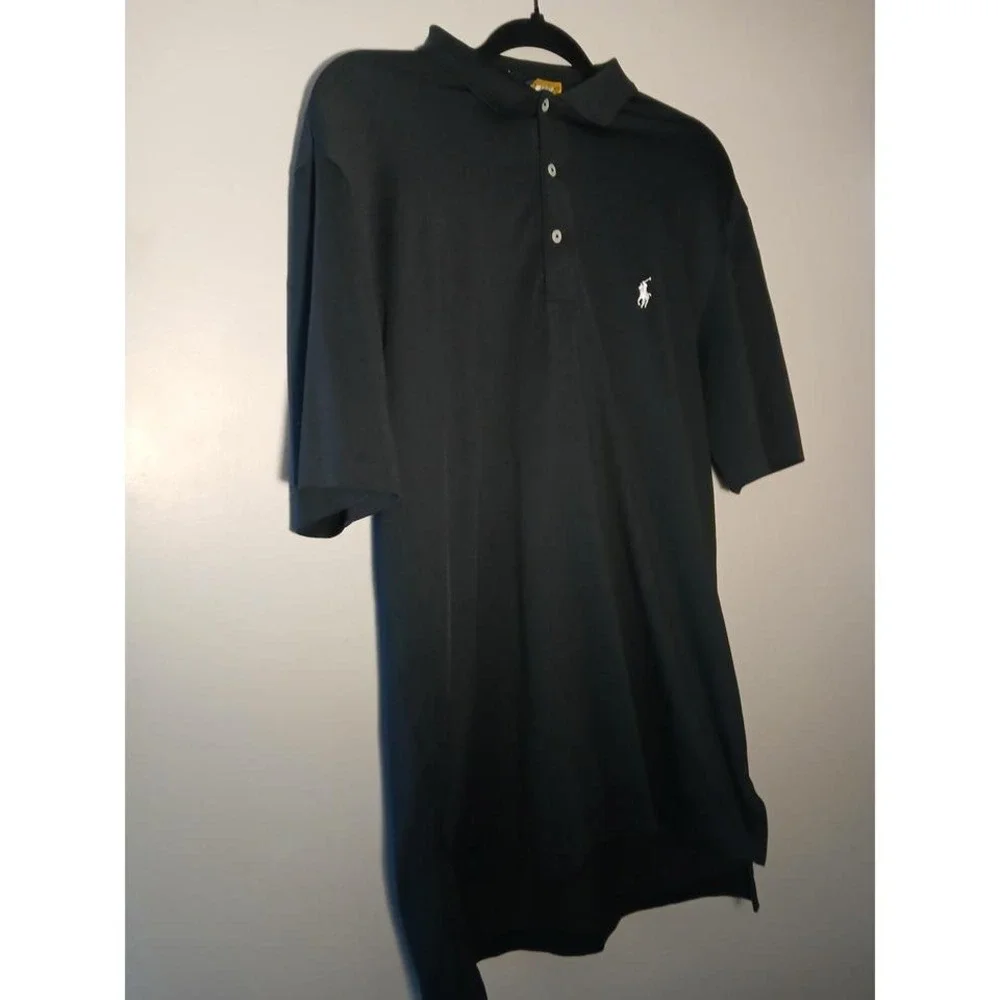 Ralph Lauren Polo Golf Mens Black Short Sleeve Polo‎ Shirt Embroidered Pony